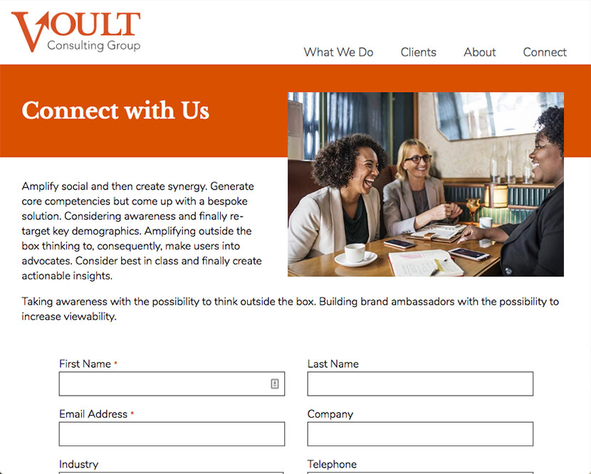 Voult Consulting contact page
